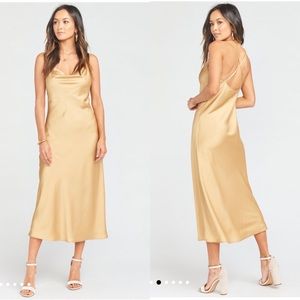 Show Me Your MuMu Gold Satin Slip Maxi Dress